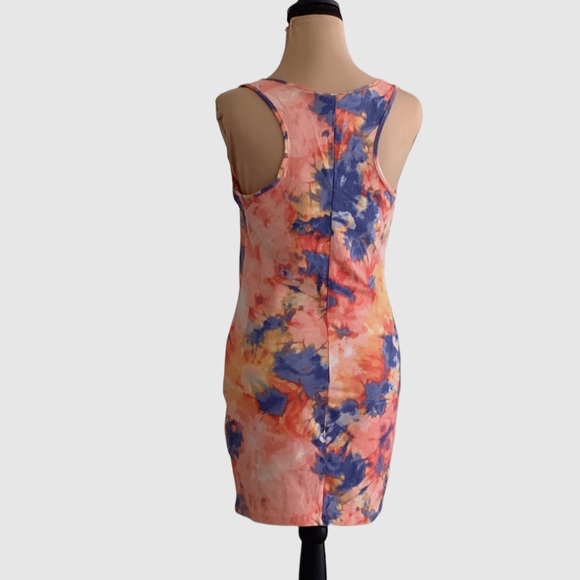 Ambiance Blue Orange Tie Dye Bodycon Tank Dress  Size L - Picture 2 of 5